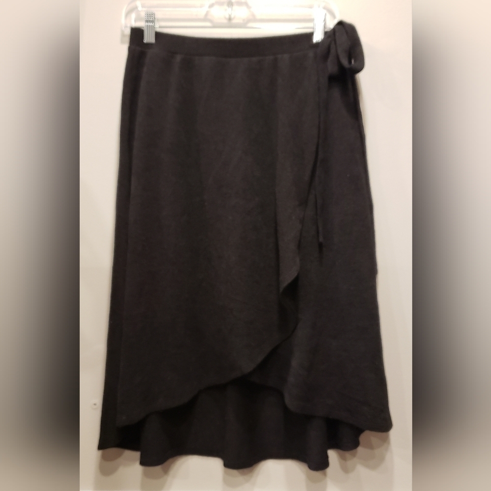 Sz Small Anthropologie Maeve Black Faux Wrap Flounced Skirt